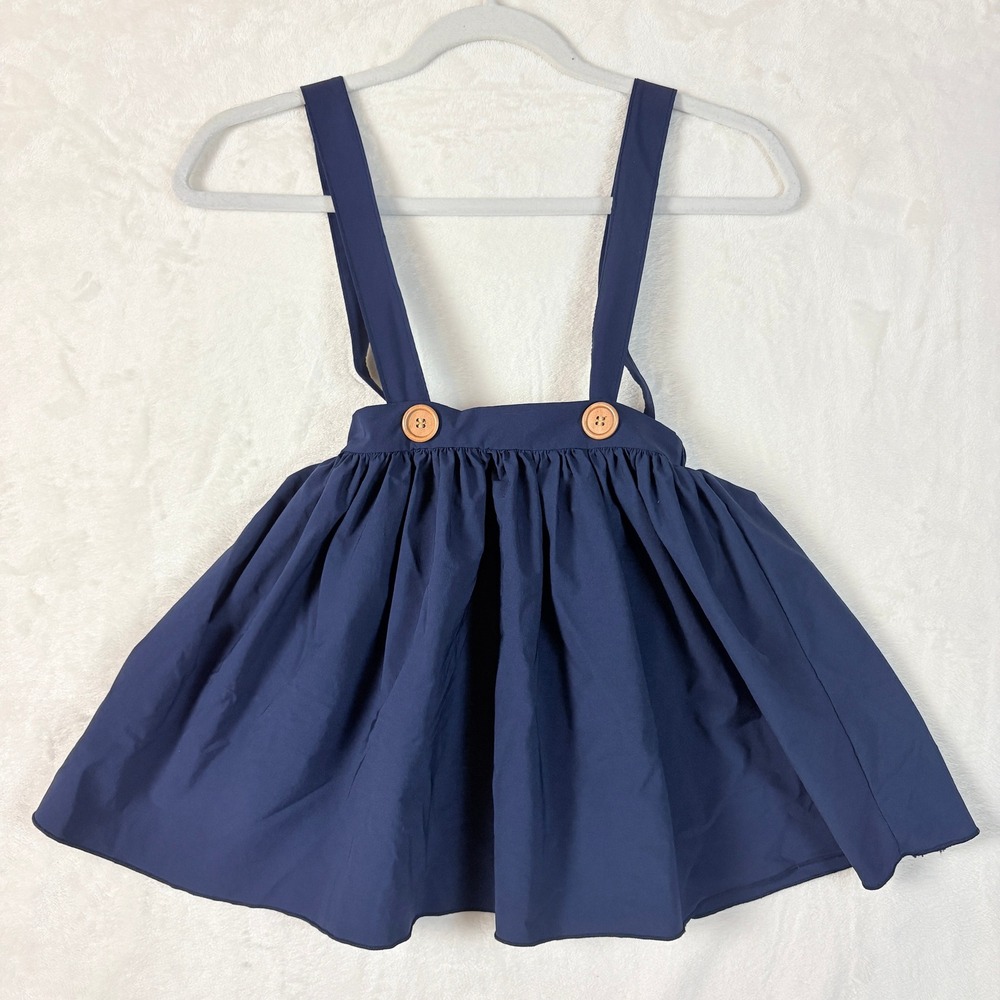 Bailey's Blossoms Suspender Skirt Kids 5T Navy Blue Good Button Detail